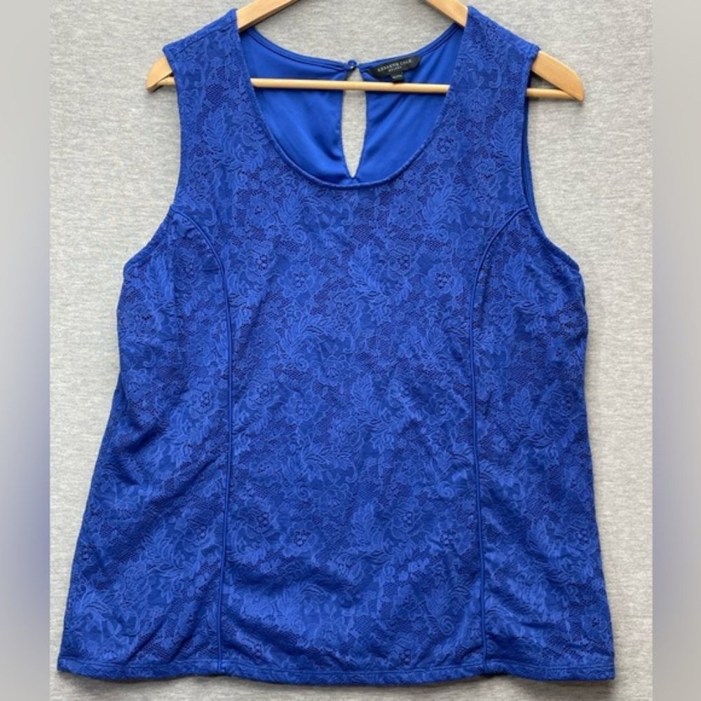 Kenneth Cole Select Womens Blue Lace Tank Top Blouse